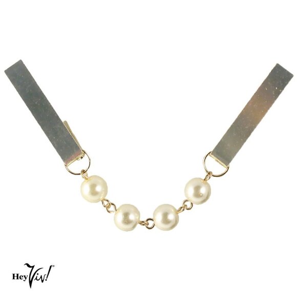 Pearl Sweater Guard Collar Clip Gold Tie Clip Free Organza Gift Bag - Hey Viv - Picture 1 of 4